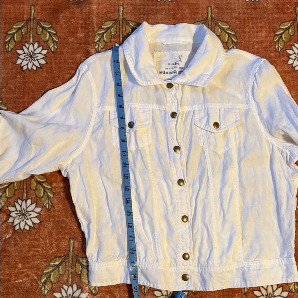 NotPerfectLinen Snap Collared Jacket size M/L - Picture 5 of 8